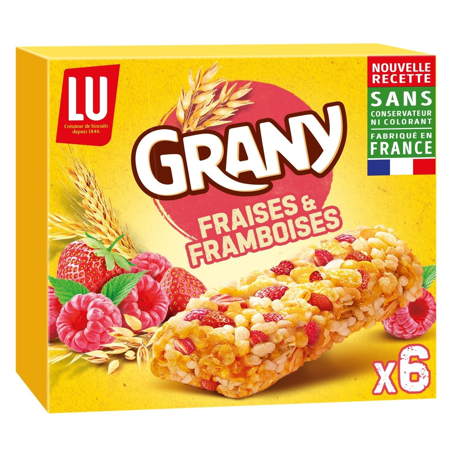 Barres Céréales Grany Fraises et Framboises LU La boîte de 6 barres - 108g