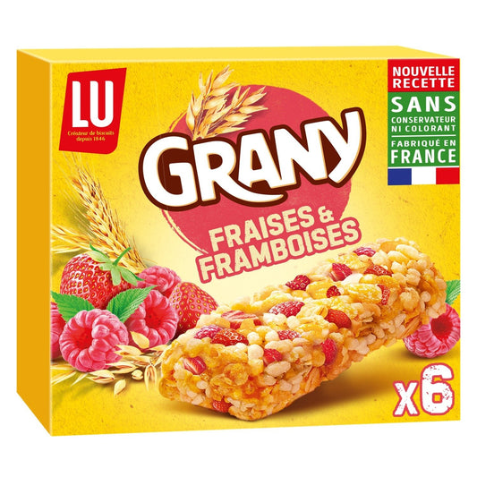 Barres Céréales Grany Fraises et Framboises LU La boîte de 6 barres - 108g
