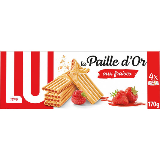 Wafer Biscuits Filled with Strawberries and Wild Strawberries la Paille d'Or LU