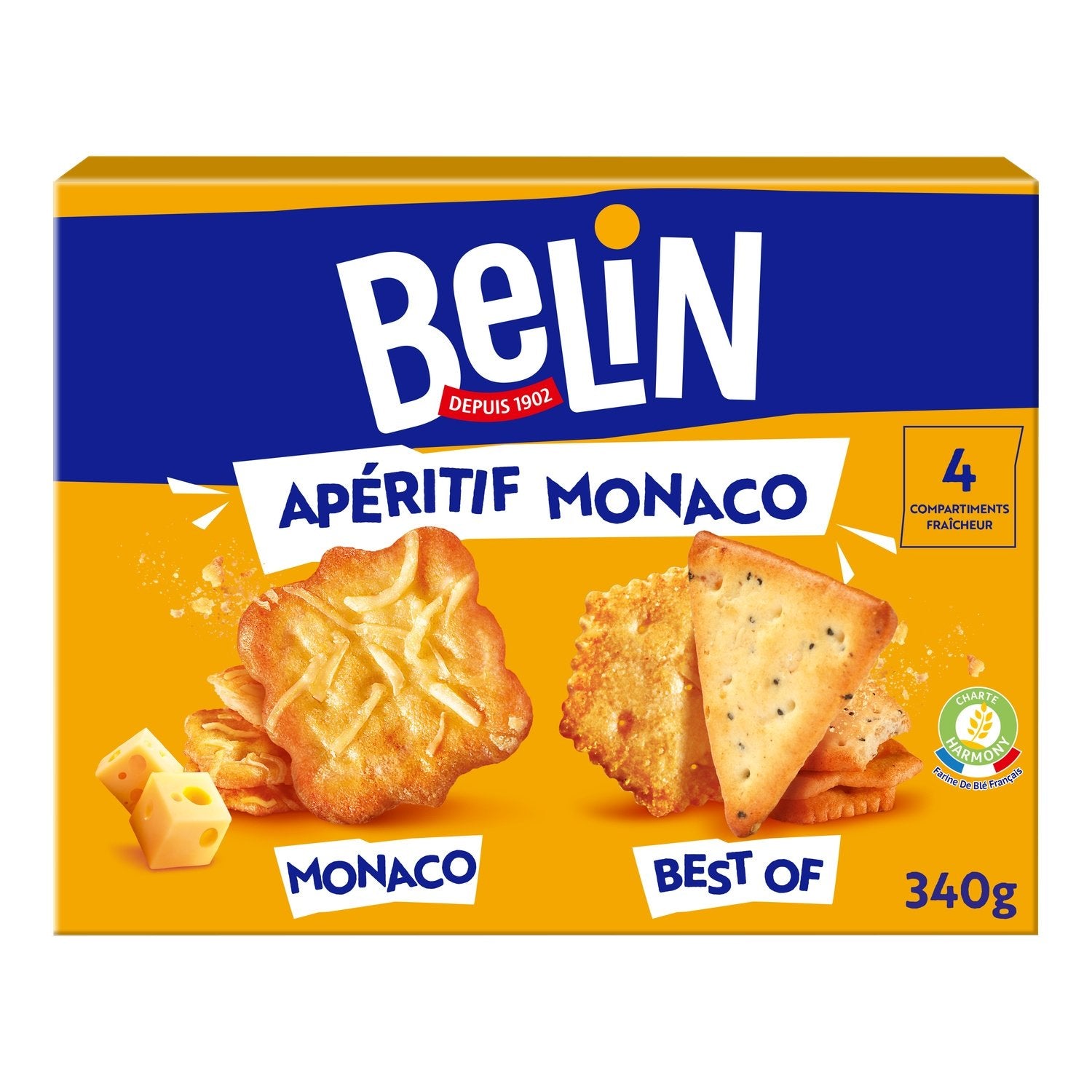 Biscuits Apéritifs Crackers Assortiment Apéritif Monaco BELIN La boîte de 340 g