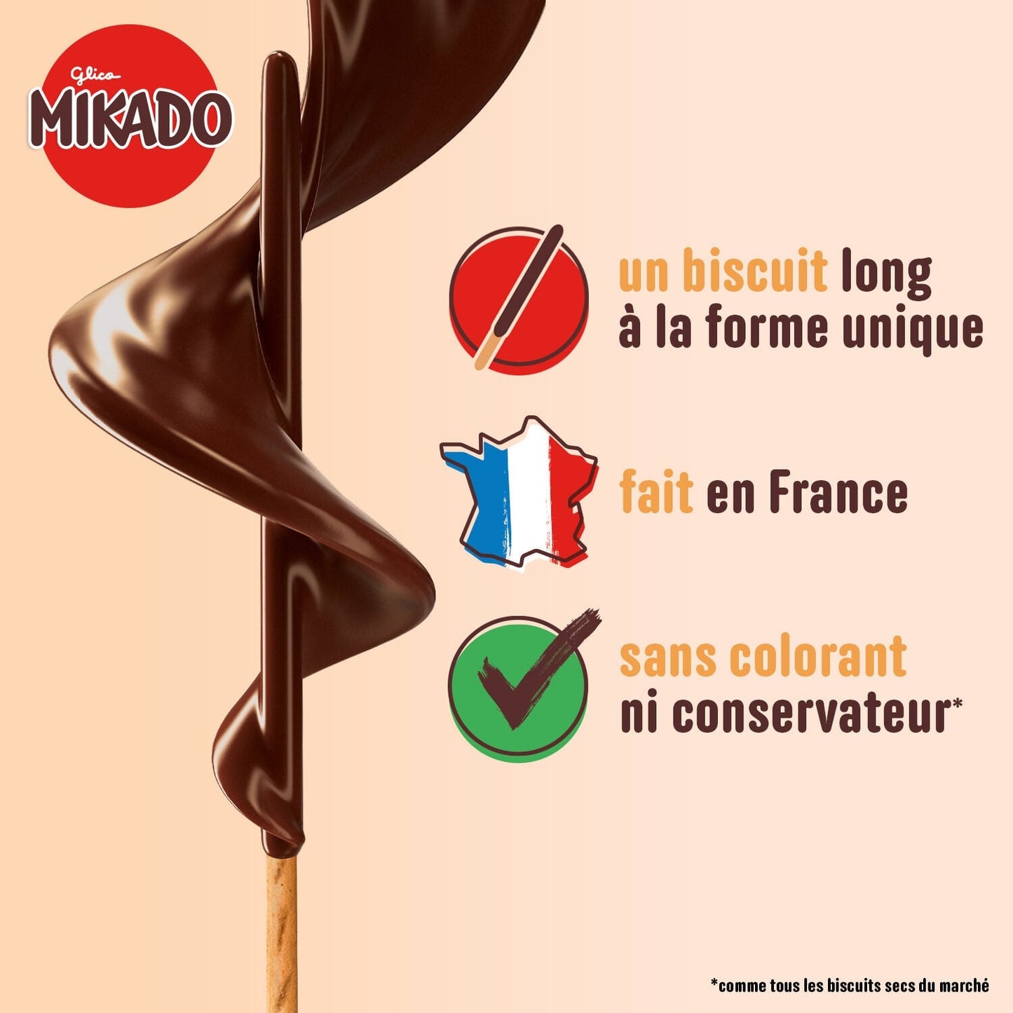 Biscuits nappés au chocolat au lait MIKADO LU 