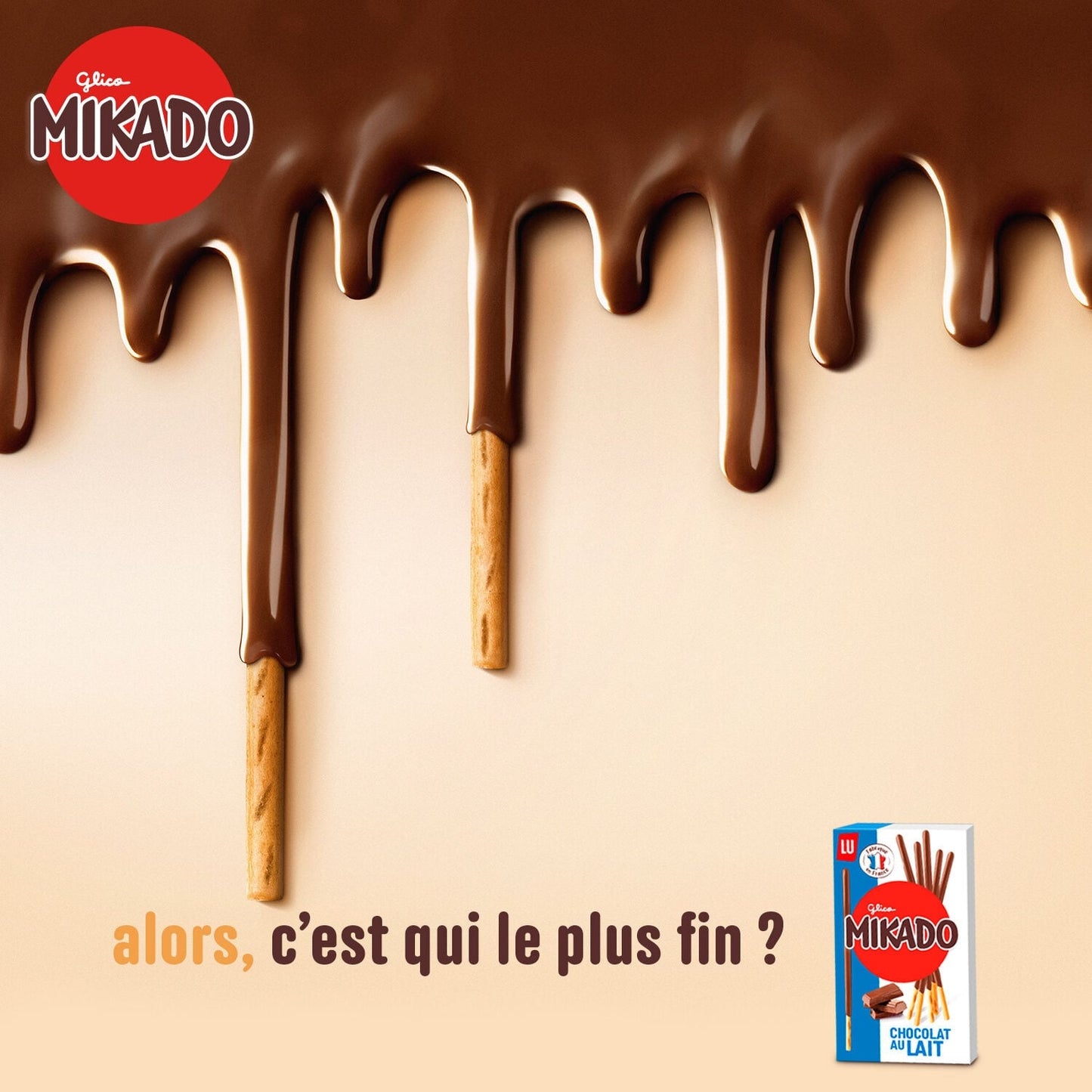 Biscuits nappés au chocolat au lait MIKADO LU 