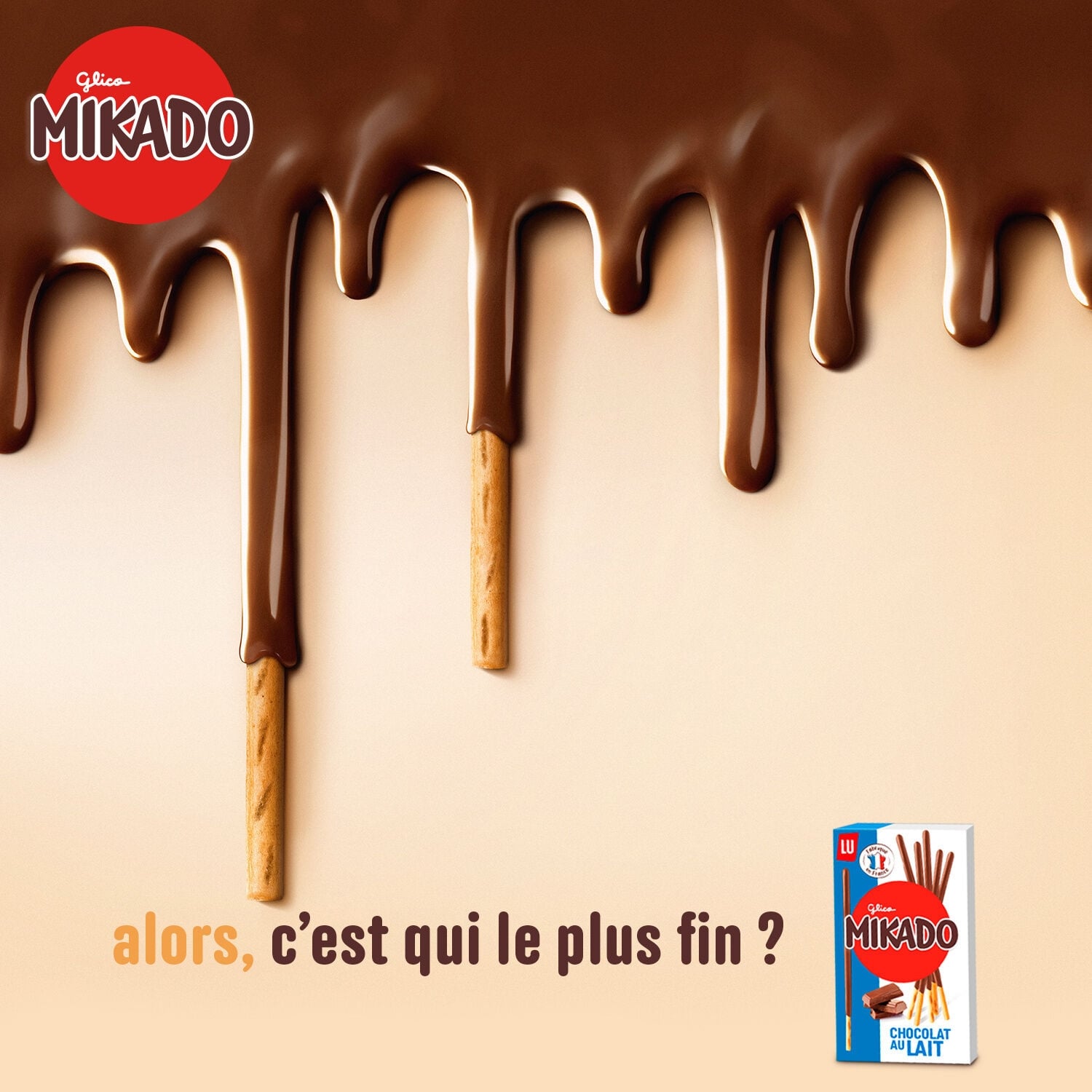 Biscuits nappés au chocolat au lait MIKADO LU 
