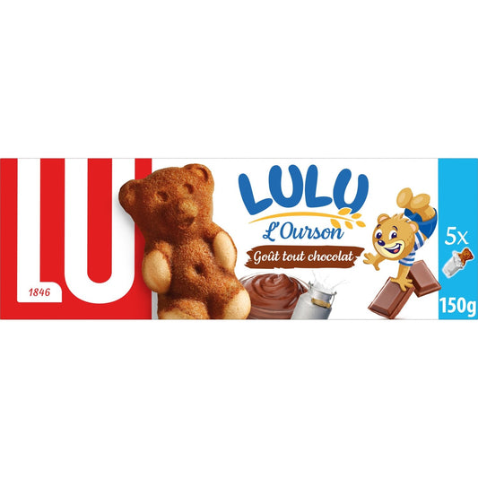 Gâteaux Fourrés au Chocolat Tout Chocolat l'Ourson Lulu LU La boîte de 5 sachets - 150 g
