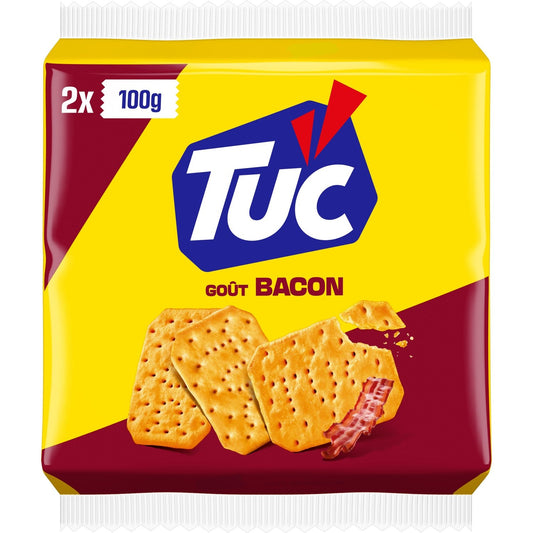 Biscuits Apéritifs Crackers Goût Bacon Tuc LU Le paquet de 2 sachets - 200 g