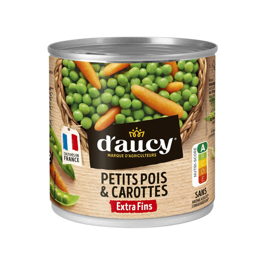 Petits Pois Carottes Extra Fins D'AUCY La boîte de 265 g