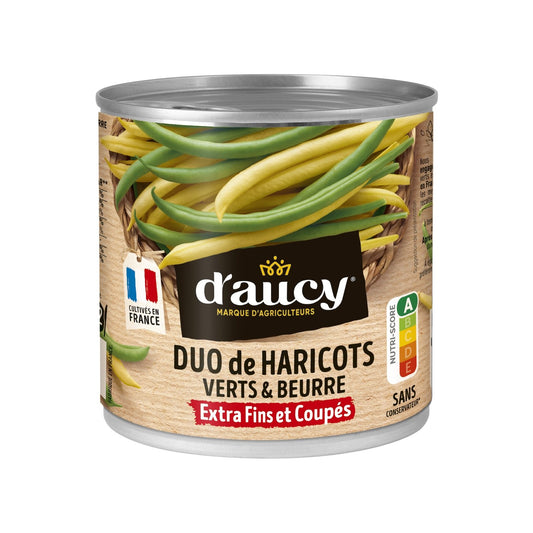 Haricots Verts et Beurre D'AUCY la boite de 225g