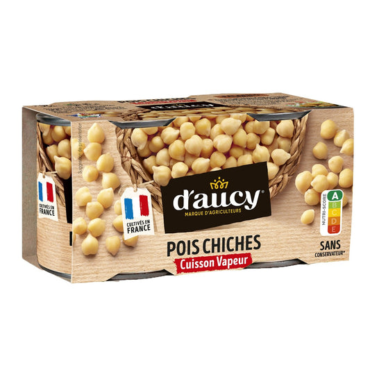 Pois Chiches Cuisson Vapeur D'AUCY le lot de 2 boite de 130g