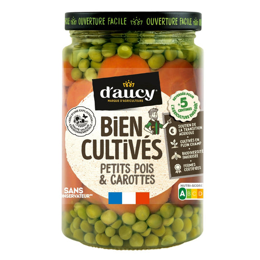 Petits Pois Carottes Bien Cultivés D'AUCY Le bocal de 42,5 cl