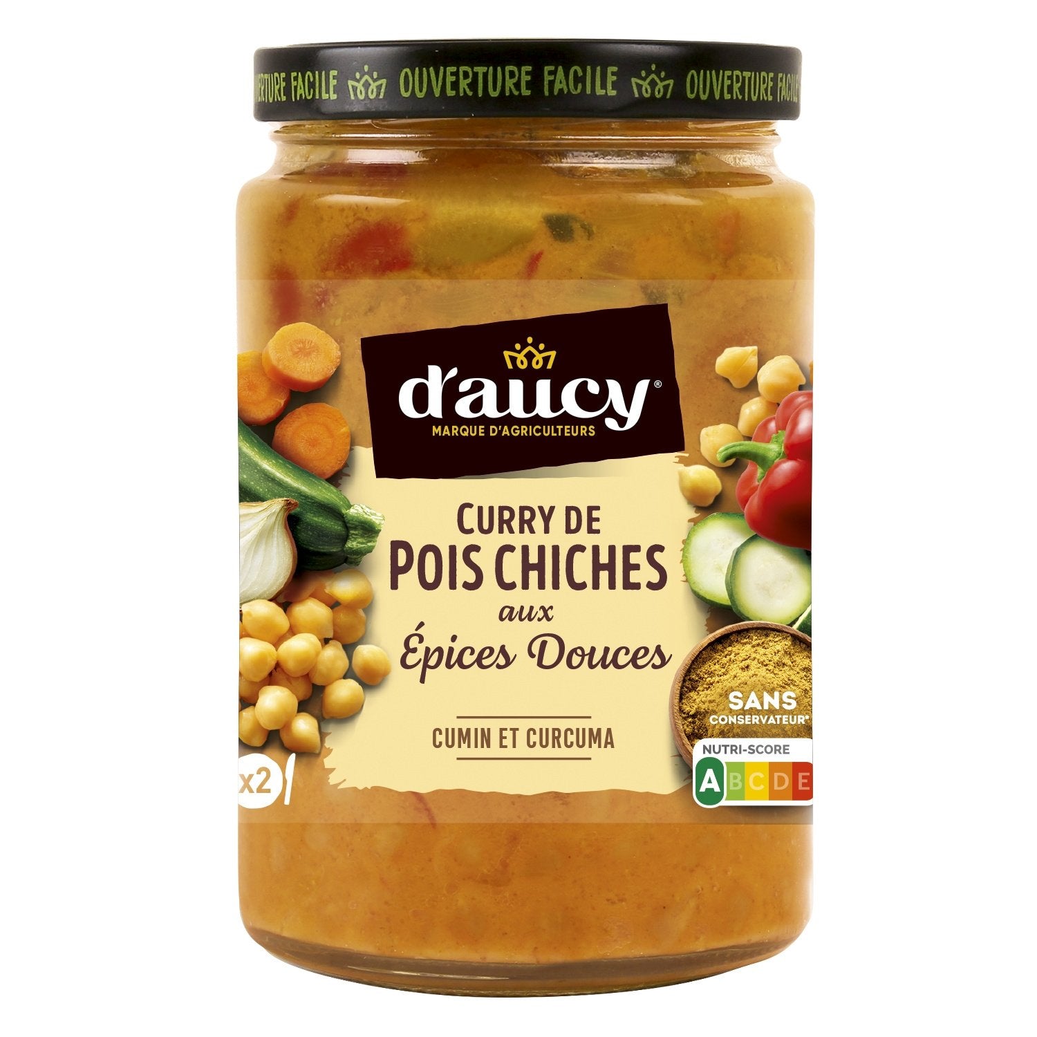 Curry de Pois Chiches aux Épices Douces D'AUCY le bocal de 380g