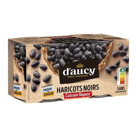 Haricot Noirs Cuisson Vapeur D'AUCY les 2 boîtes de 130g