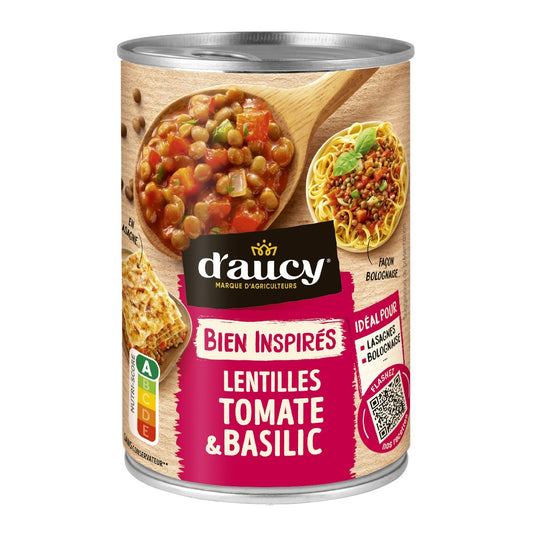 Lentilles Tomates et Basilic D'AUCY la boite de 400g