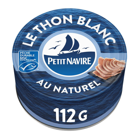 Thon Blanc au Naturel Pêche Durable MSC PETIT NAVIRE la boite de 112 g net égoutté