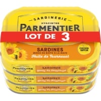 Sardines à l'Huile PARMENTIER le lot de 3 boites de 135g