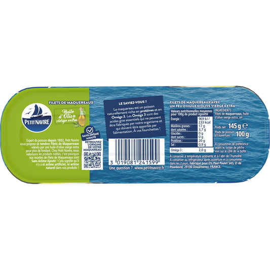 Skinless Mackerel Fillets in Olive Oil SMALL VESSEL