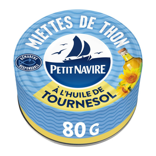 Miettes de Thon à l'Huile de Tournesol PETIT NAVIRE la boite de 80g