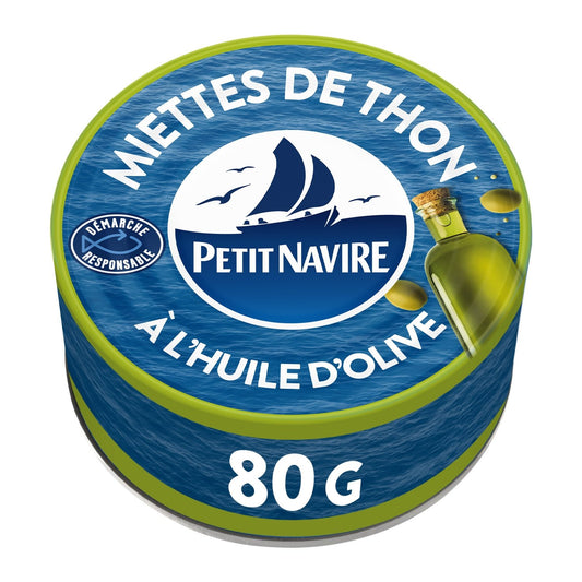 Miettes de Thon Huile d'Olive Vierge Extra PETIT NAVIRE la boite de 80g