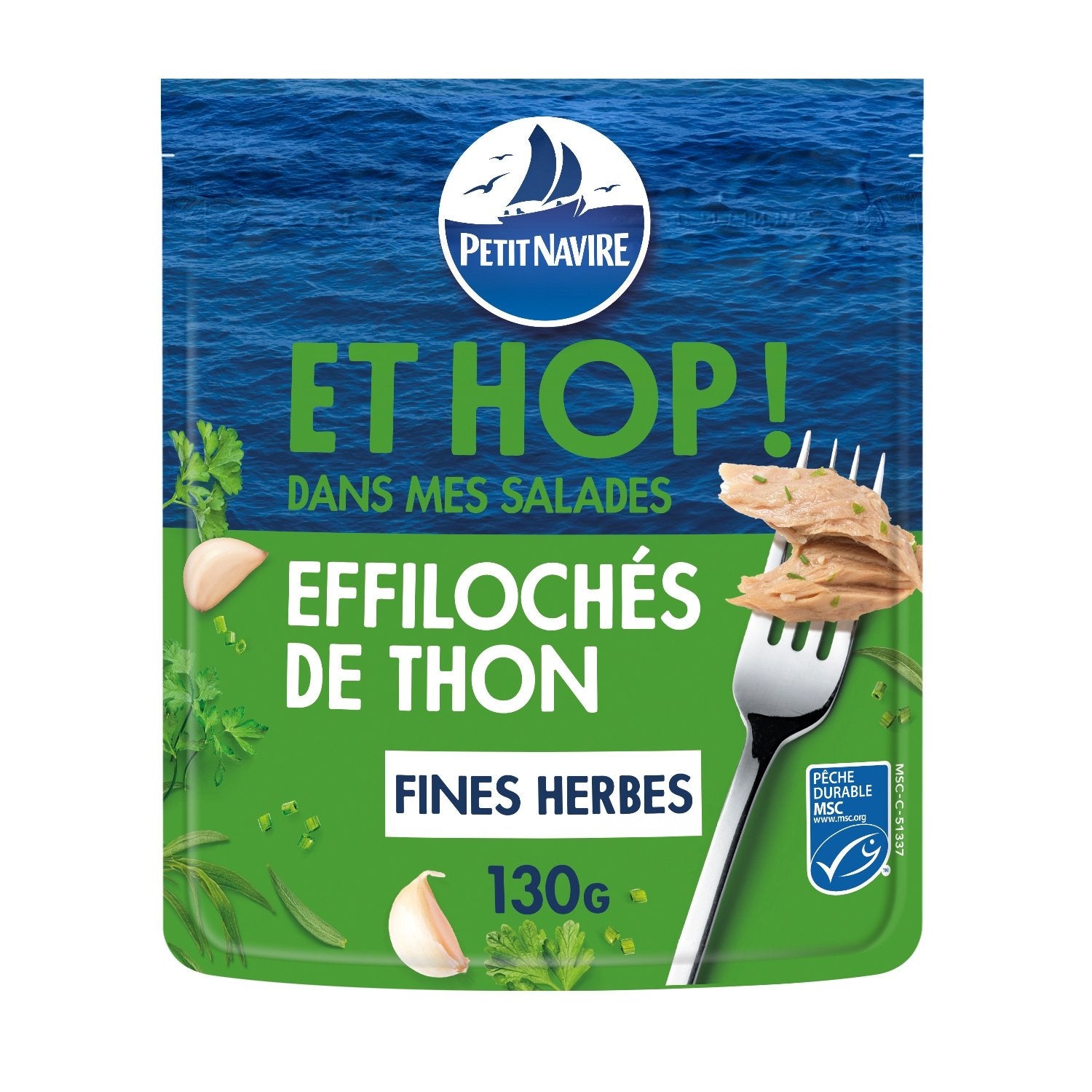 Effilochés de Thon Fines Herbes PETIT NAVIRE la boite de 130g