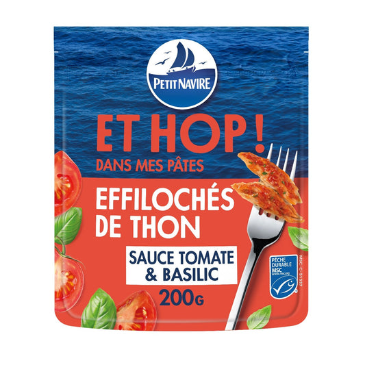 Effilochés de Thon Sauce Tomate et Basilic PETIT NAVIRE la boite de 200g