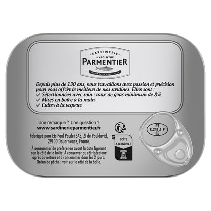 Sardines in Organic Extra Virgin Olive Oil PARMENTIER