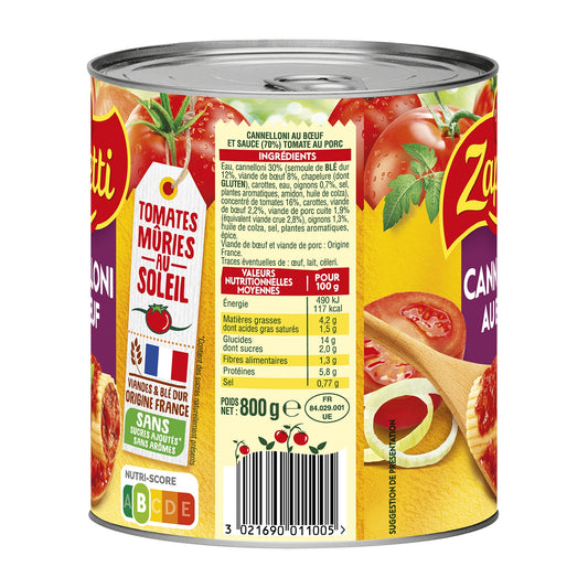 ZAPETTI Pure Beef Cannelloni Cooked Dish