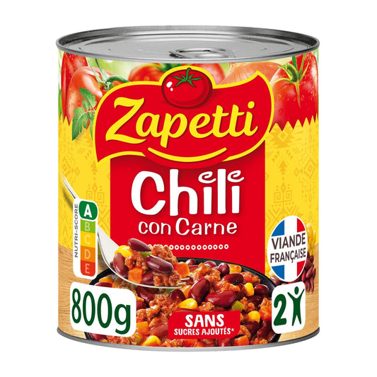 Plat Familial Chili Con Carne Bœuf ZAPETTI la boîte de 800g