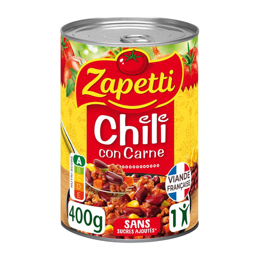 Plat Individuel Chili Con Carne Bœuf ZAPETTI la boîte de 400g