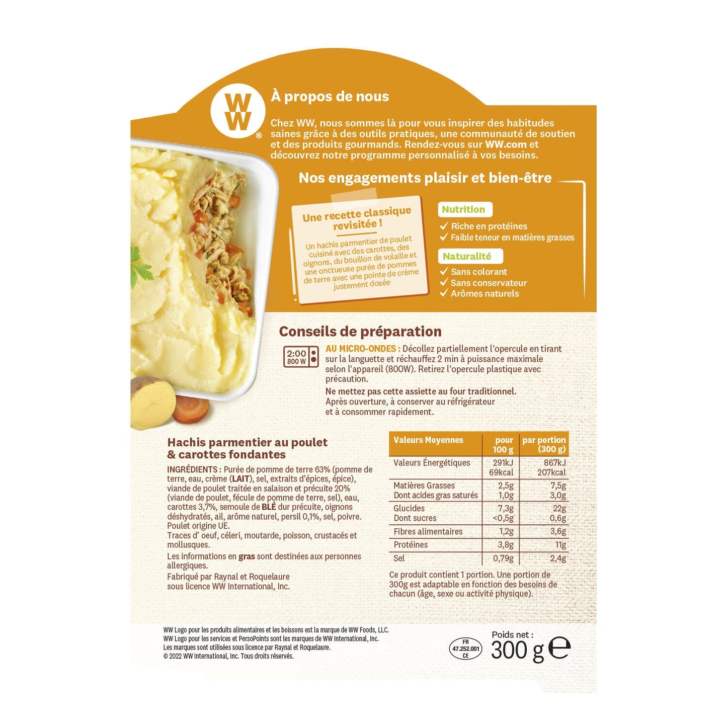 WEIGHT WATCHERS Chicken and Melting Carrots Parmentier Meal