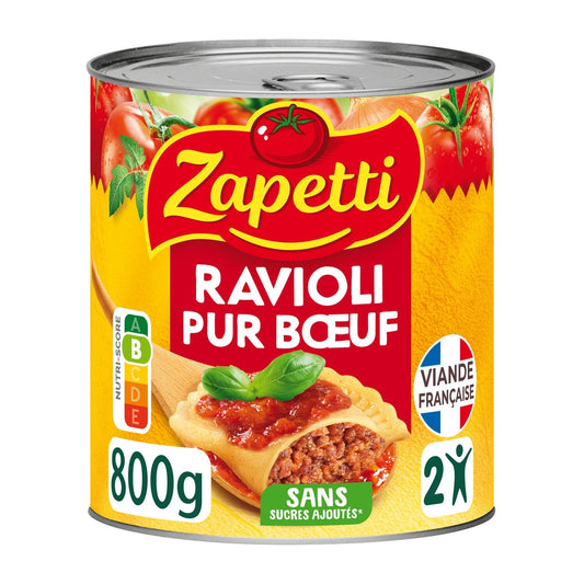 Plat Familial Ravioli Pur Bœuf ZAPETTI la boite de 800g