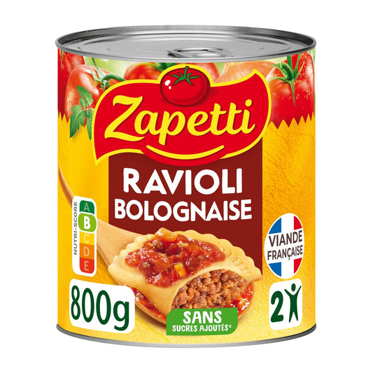 Plat Familial Ravioli Bolognaise au Bœuf ZAPETTI la boite de 800g