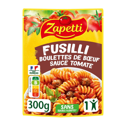 Plat Individuel Fusilli Boulette de Bœuf ZAPETTI le sachet de 300g