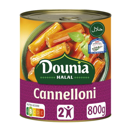 Plat Cuisiné Cannelloni à la Sauce Tomate HALAL DOUNIA la boite de 800g