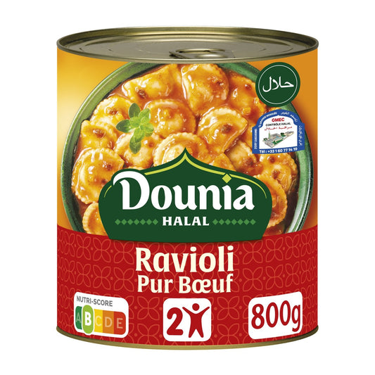 Plat Cuisiné Ravioli Pur Bœuf DOUNIA HALAL la boite de 800g