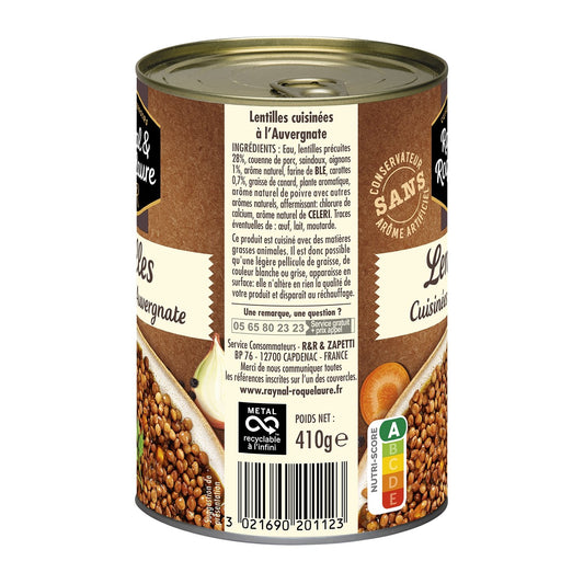 Plat Individuel Lentilles Cuisinées RAYNAL ET ROQUELAURE