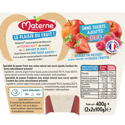 MATERNE Apfel-Erdbeere, Apfel-Himbeere Duo-Kompott ohne Zuckerzusatz