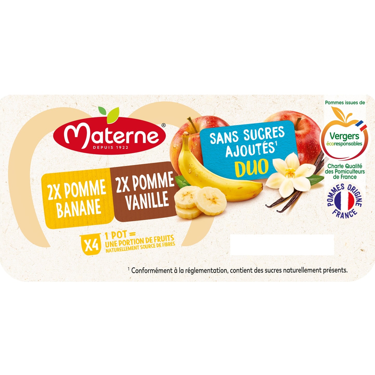 MATERNE Apple Banana, Apple Vanilla Duo Compote No Added Sugar