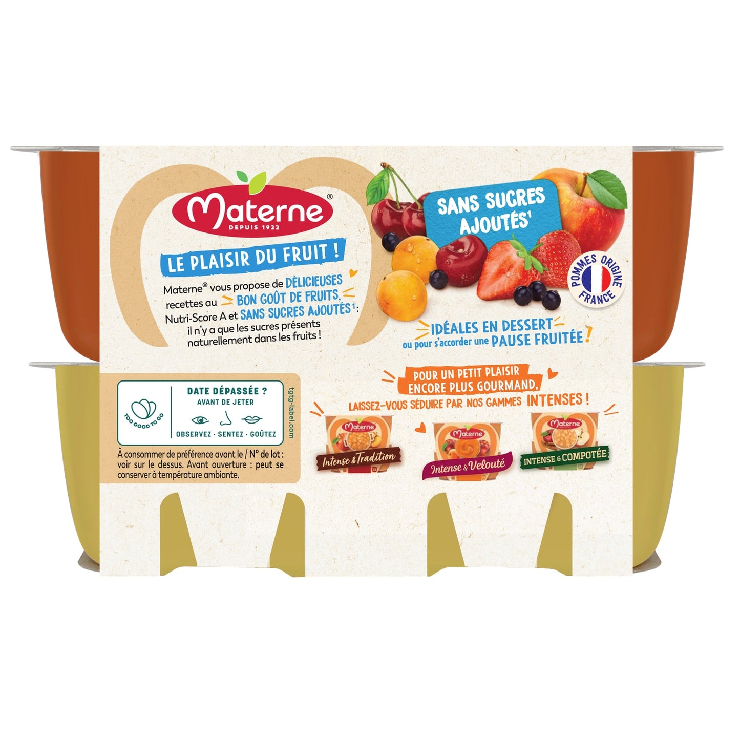 Apple, Cherry, Strawberry, Blackcurrant, Mirabelle Plum Compotes No Added Sugar MATERNE