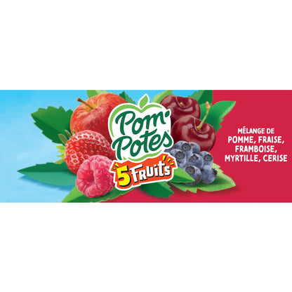 5 Fruit Compotes Apple Strawberry Raspberry Blueberry Cherry No Added Sugar POM'POTES