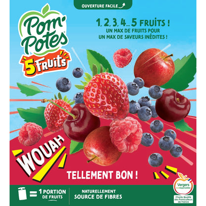 5 Fruit Compotes Apple Strawberry Raspberry Blueberry Cherry No Added Sugar POM'POTES