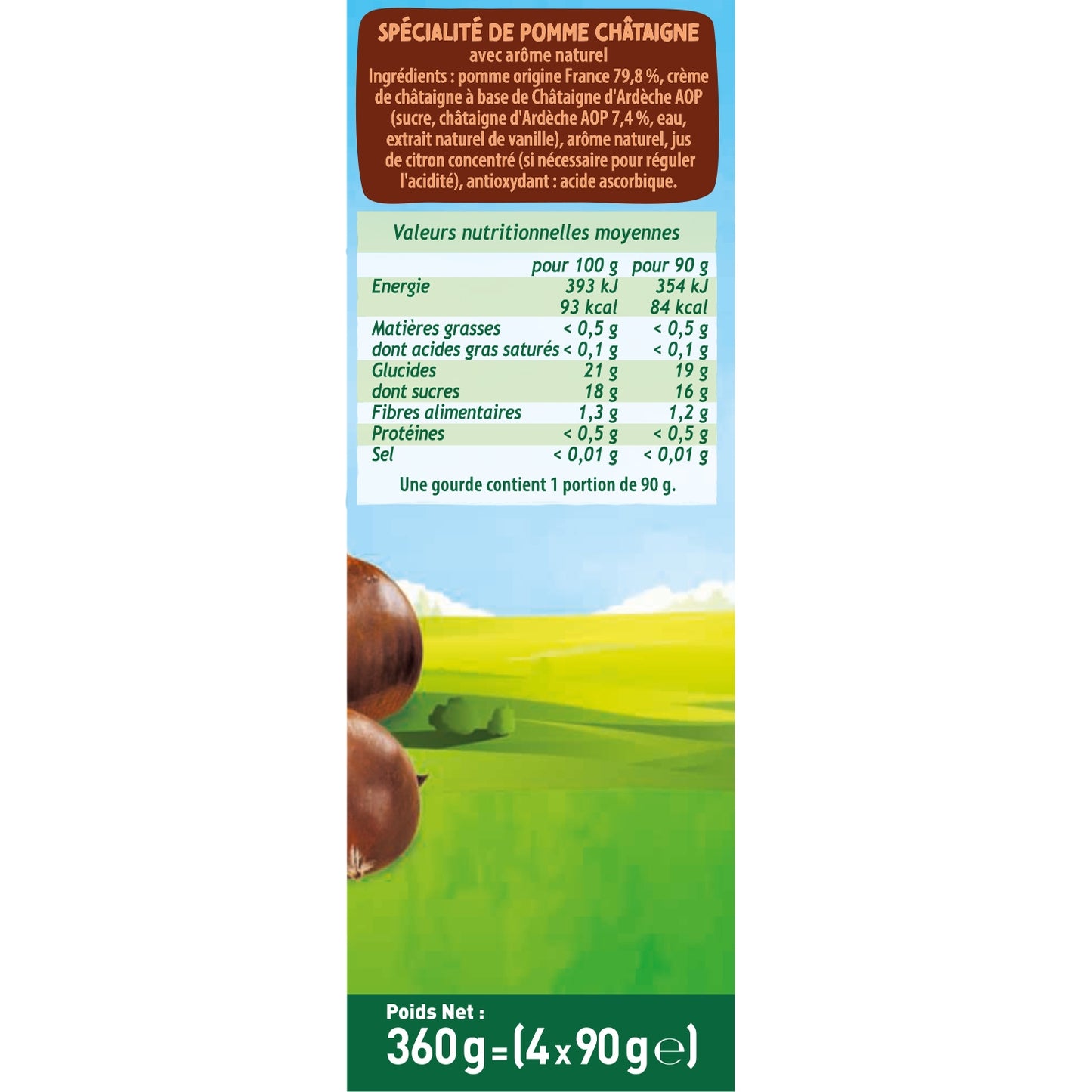 Compotes Fruits from Our Regions Apple Chestnut from Ardèche No Added Sugar POM'POTES