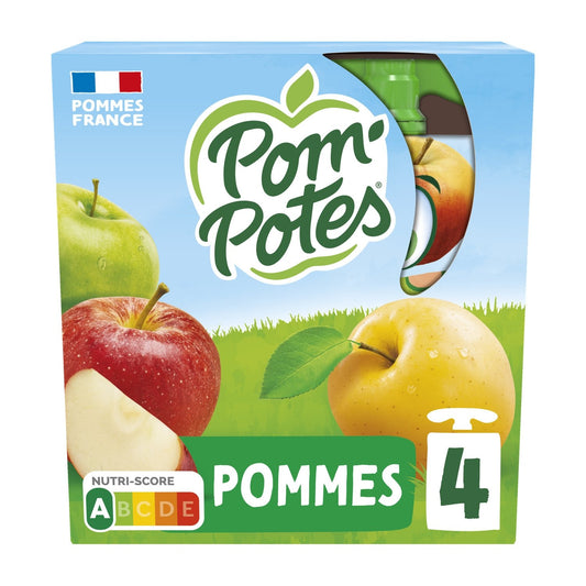 Compotes Pomme Nature POM'POTES les 4 gourdes de 90g