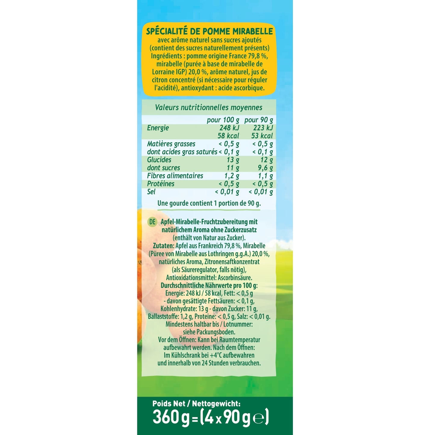 Compotes Fruits from Our Regions Apple Mirabelle from Lorraine No Added Sugar POM'POTES