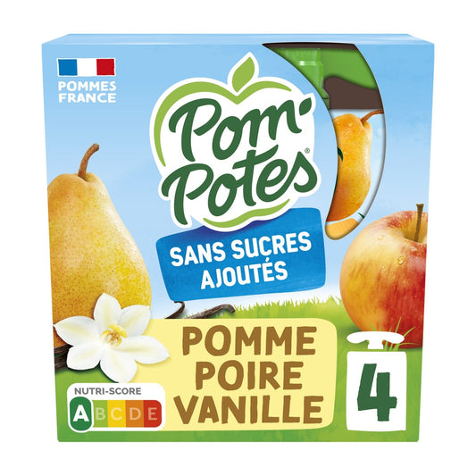 Compotes Pomme Poire Vanille POM'POTES les 4 compotes de 90g