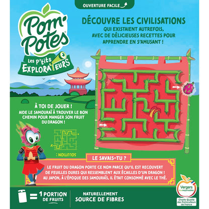 Compotes for the Little Explorers at the Samurai Apple Peach Dragon Fruit No Added Sugar POM'POTES