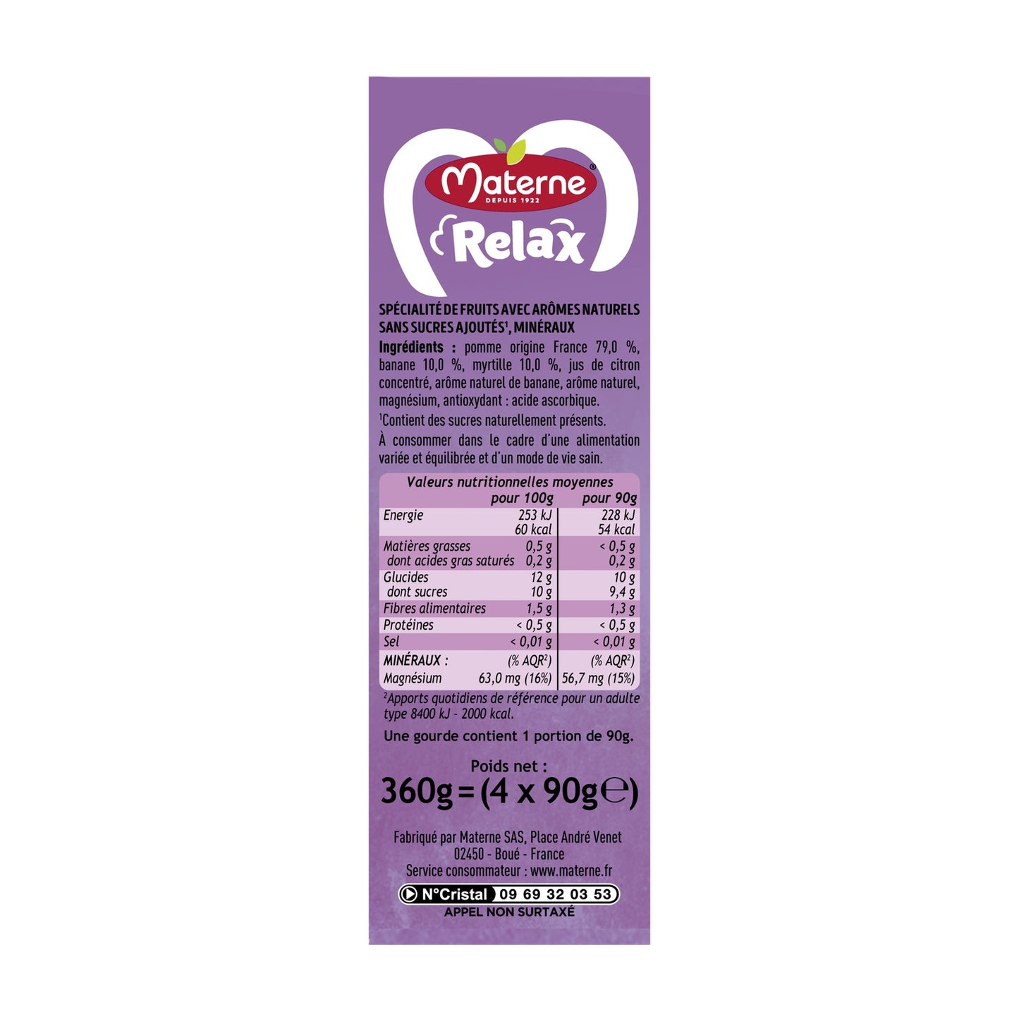 MATERNE Relax Apfel-Banane-Blaubeere + Magnesiumkompott ohne Zuckerzusatz