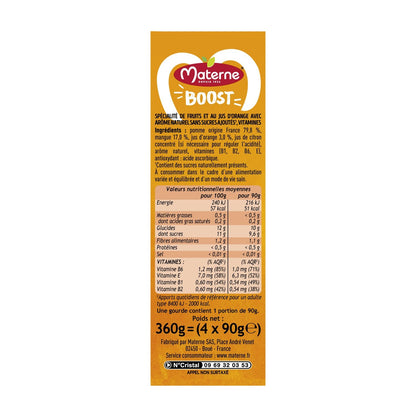 MATERNE Apple Mango Orange Boost Compotes + Vitamins No Added Sugar