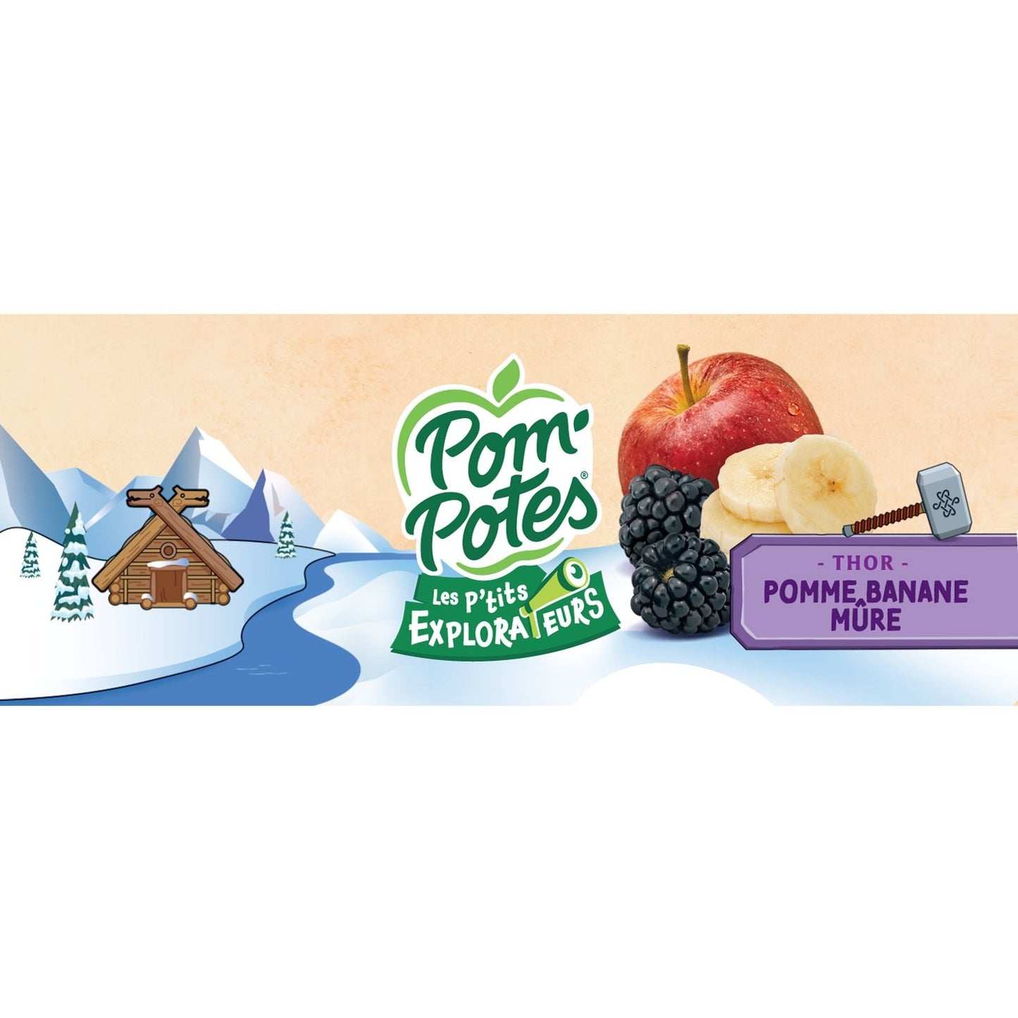 Compotes for Little Explorers Thor Apple Banana Blackberry No Added Sugar POM'POTES