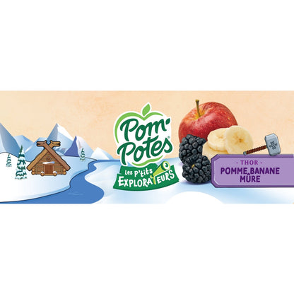 Compotes for Little Explorers Thor Apple Banana Blackberry No Added Sugar POM'POTES