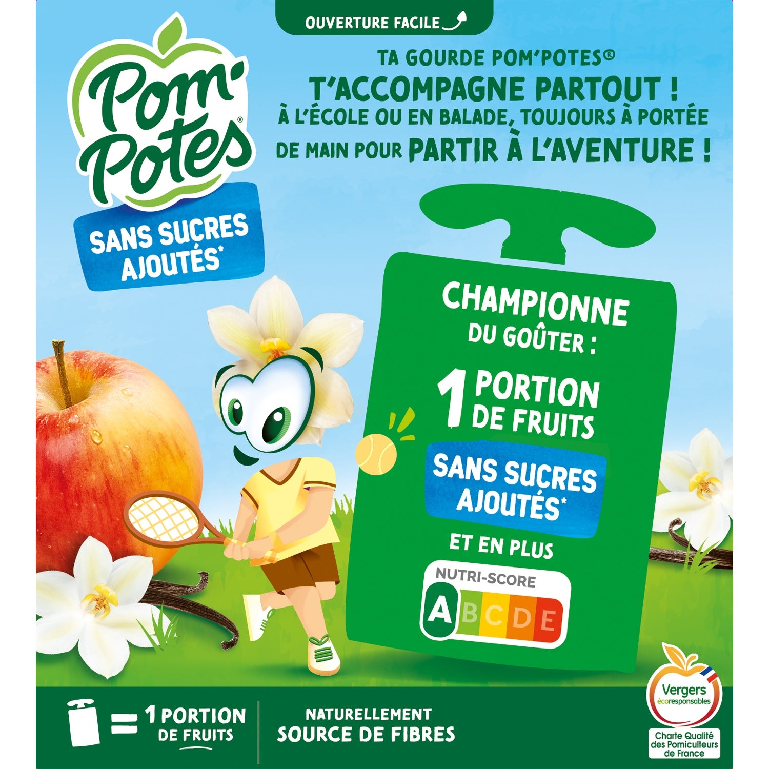 Compotes Compotes Gourdes SSA Pomme Vanille 4x90g POM'POTES 