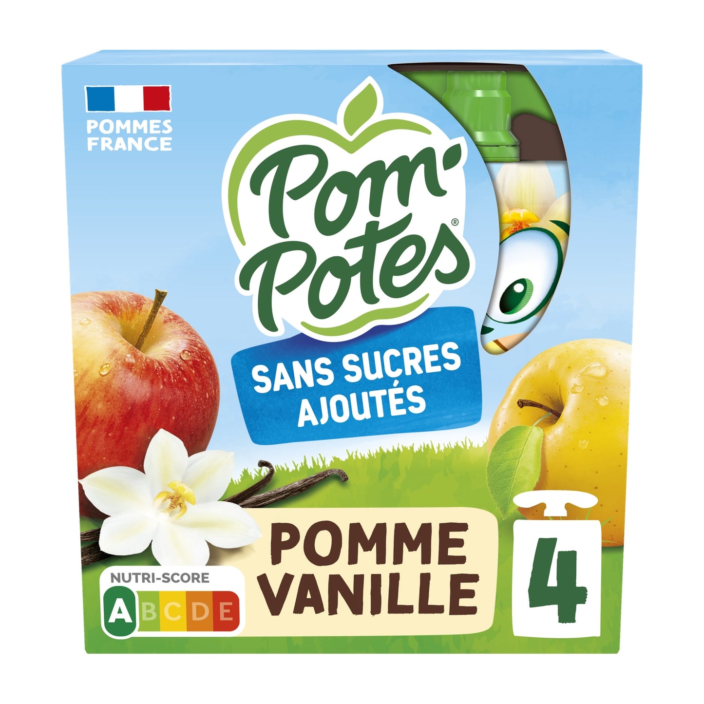 Compotes Compotes Gourdes SSA Pomme Vanille 4x90g POM'POTES 